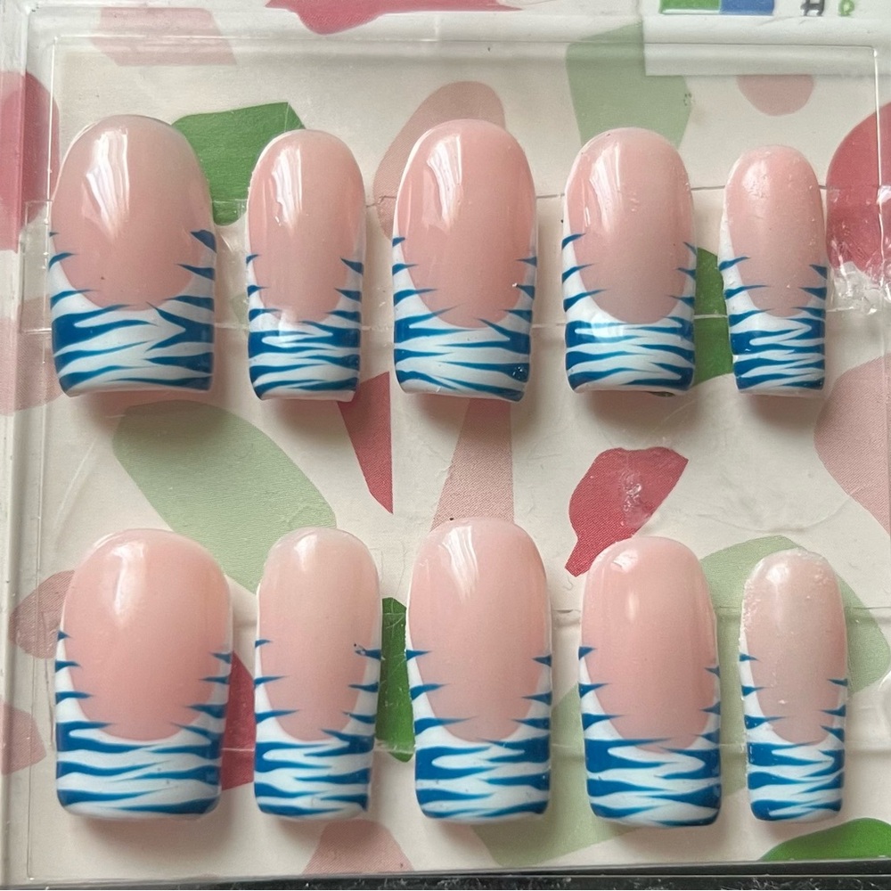 Pink and Blue Press-On Nails